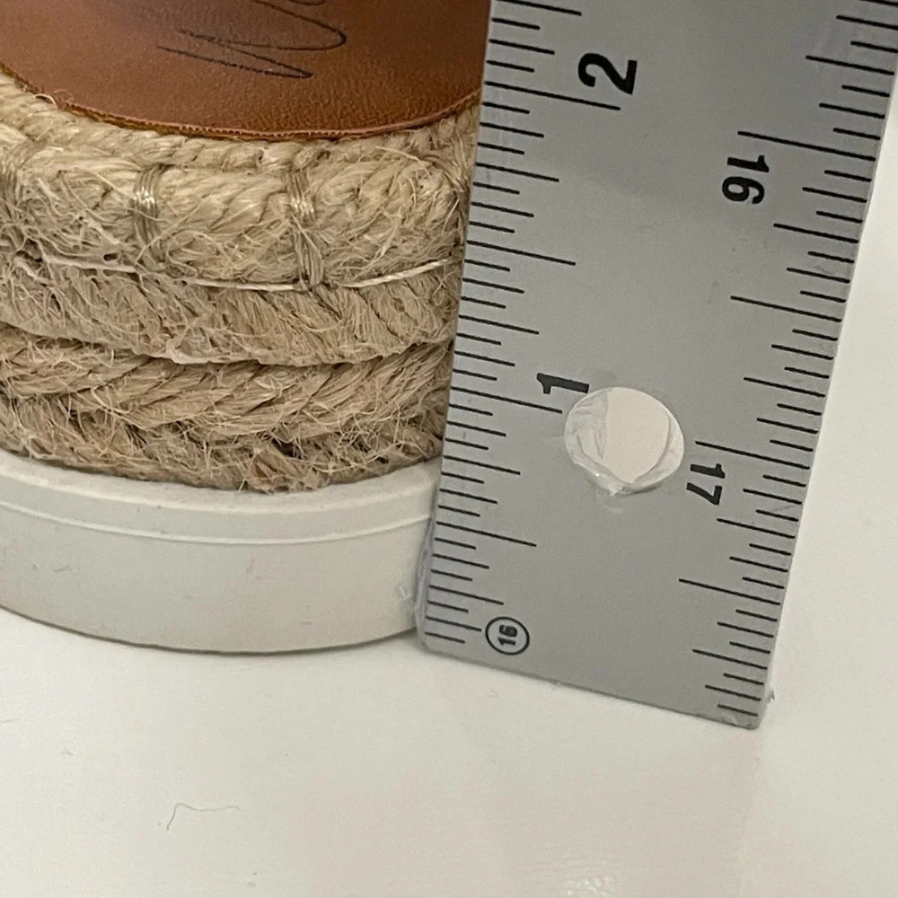 WILD PAIR Studded Espadrille wedge Sandals metallic cognac brown size 7.5 - Picture 14 of 16